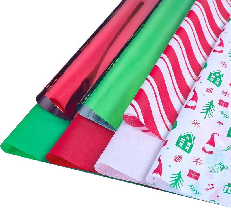 Catlovecorn 120 Sheets Christmas Tissue Paper for Gift Bags, 20" X 14" Xmas Holiday Tissue Paper for Christmas Gift Wrapping and DIY Gift Crafts Metallic Party Decor - Image 1